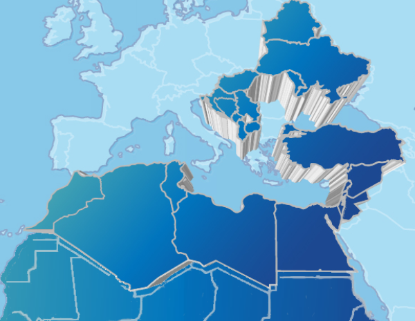 Mapa del mundo Cooperación Internacional UNE